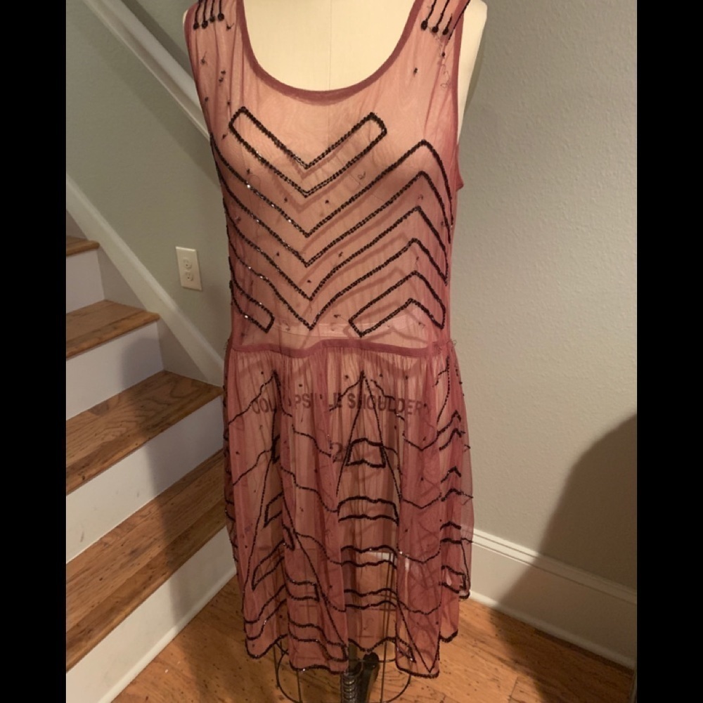 Free People Mess Beaded Sheer Slip Rose​​​​​​​​​​ - Picture 7 of 8